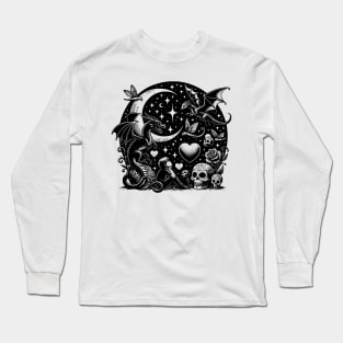 Friendly Shadows Looking up into a Dark DreamScape of a Starry Night Long Sleeve T-Shirt